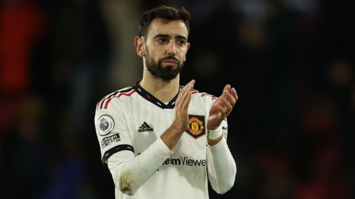 Bruno Fernandes deluso dopo l'1-1 di Crystal Palace-Manchester United del 18 gennaio 2023