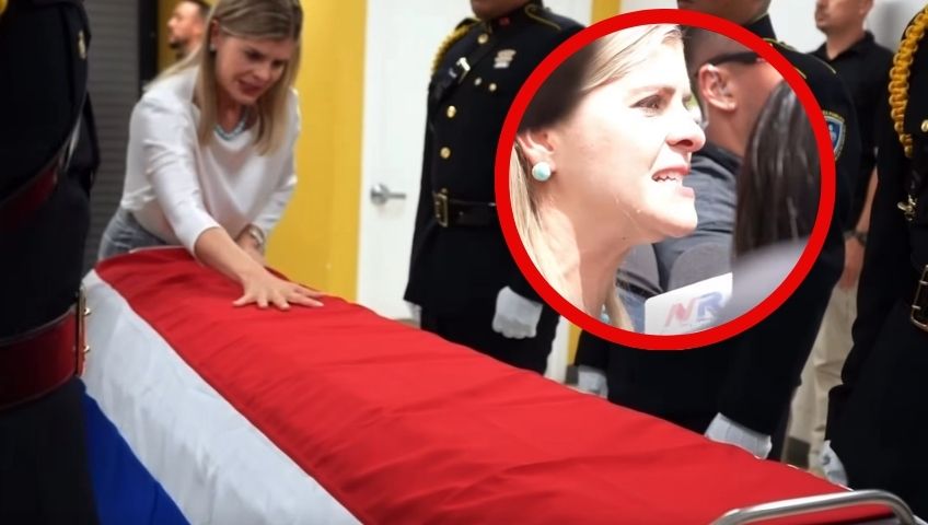 Laura Fernández llora frente al ataúd del policía asesinado y lanza fuerte denuncia
