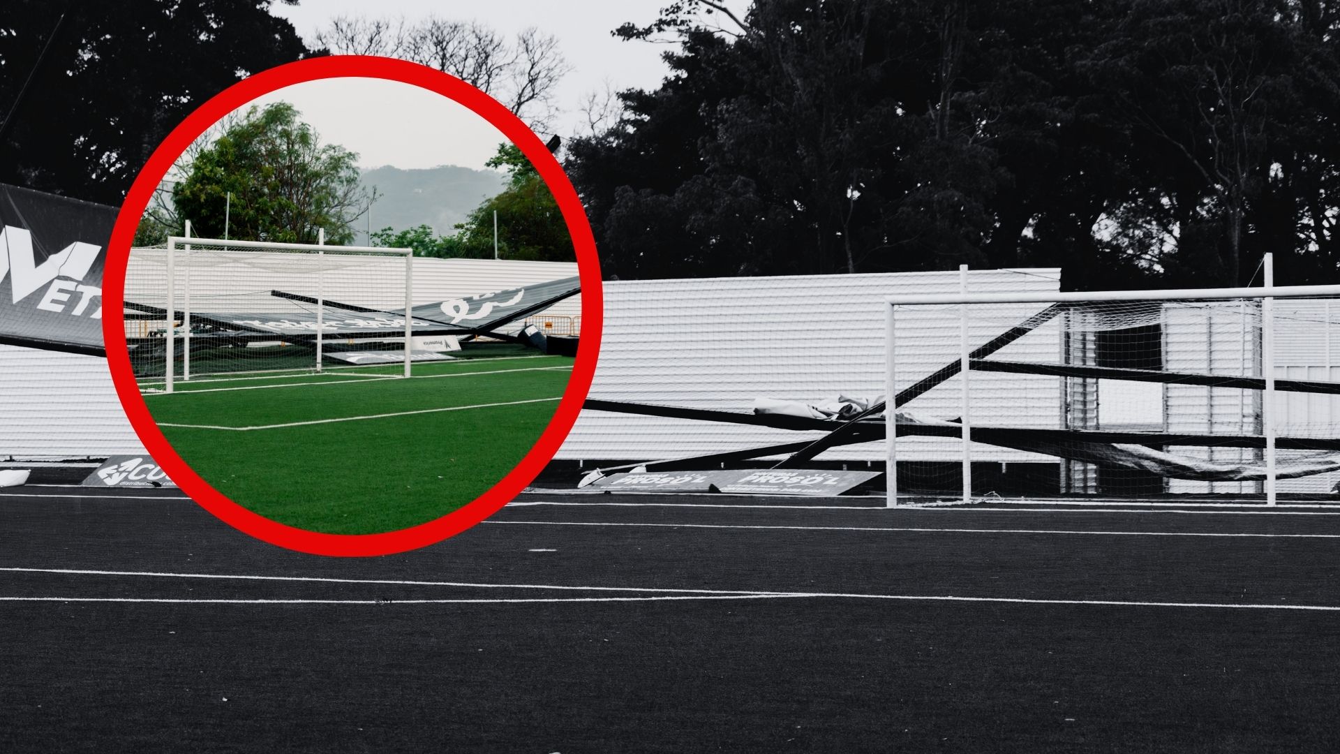 ¡Impactante! Fuertes lluvias dejan graves daños en estadio de primera división