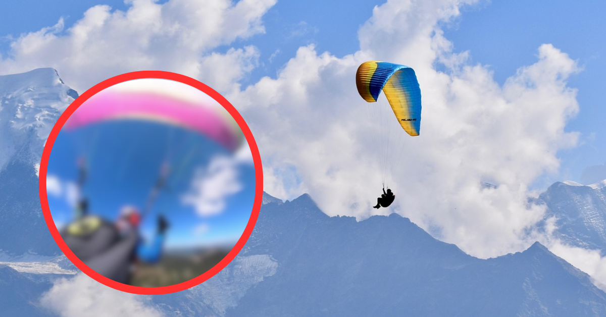 Video muestra una joven sobrevivir a choque entre avioneta y su parapente en Austria
