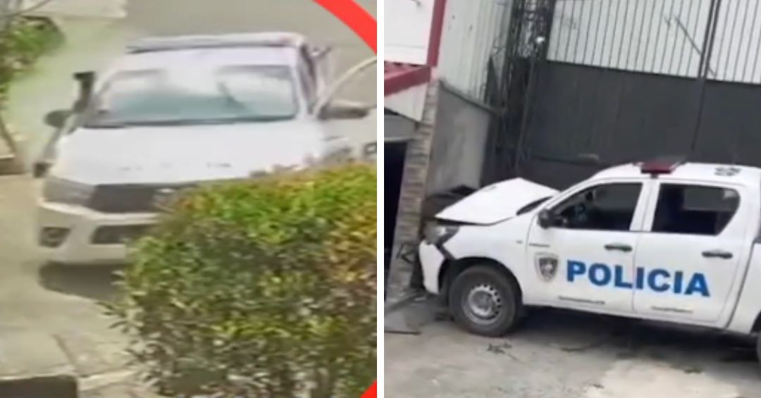 Patrulla de Fuerza Pública por poco provoca grave accidente en Aserrí