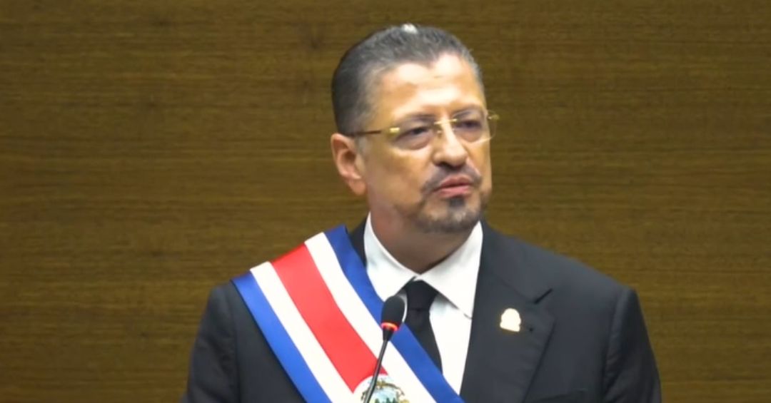 Durante el informe de labores, Rodrigo Chaves habló sobre el crimen organizado