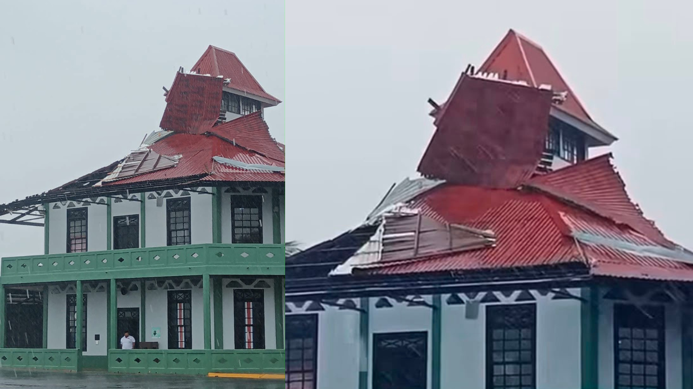 Torbellino y fuertes vientos destruyen techo de histórica ed